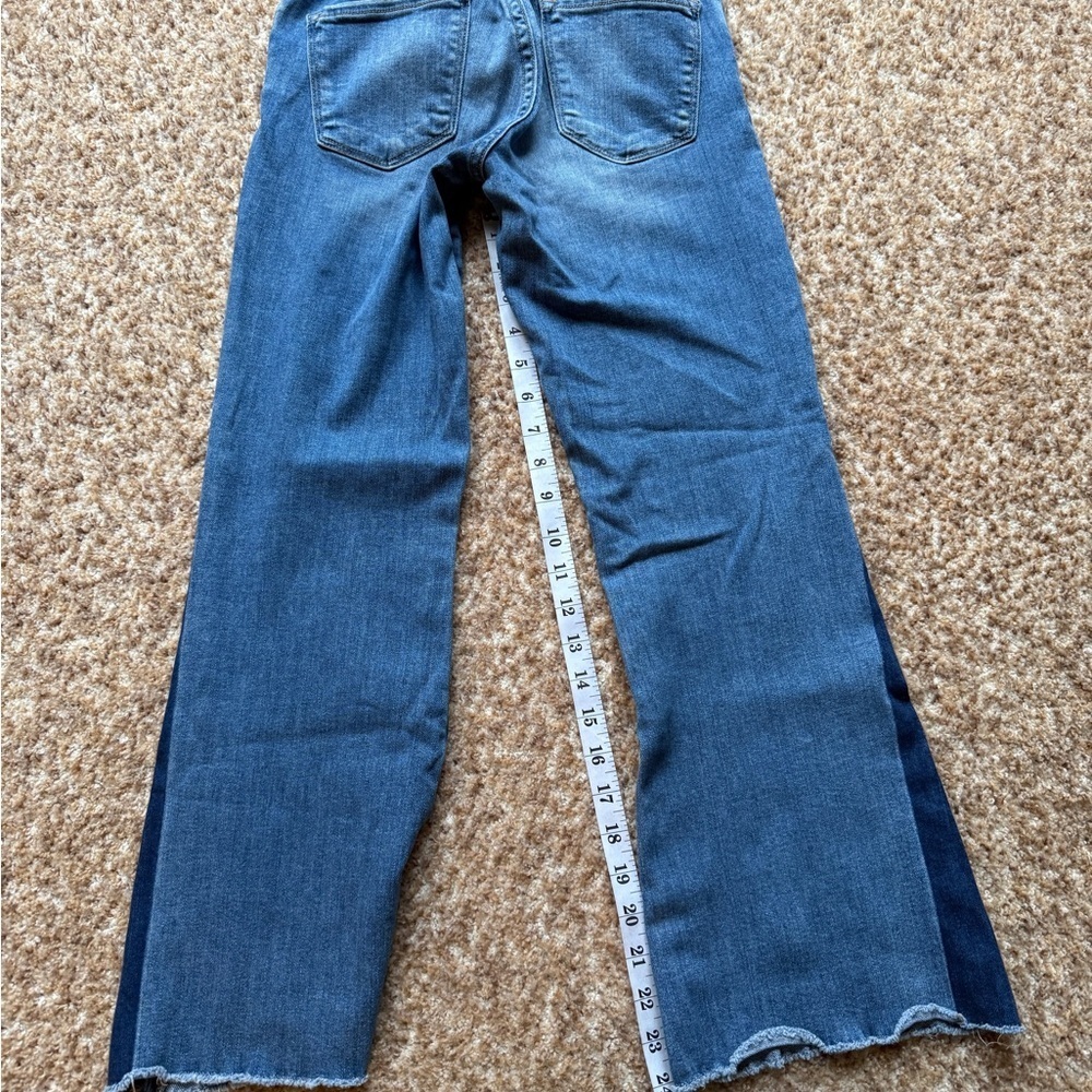 Flying Monkey Womens Jeans 24 Hi-Rise ankle flare denim, raw hem and two toned - Picture 5 of 6